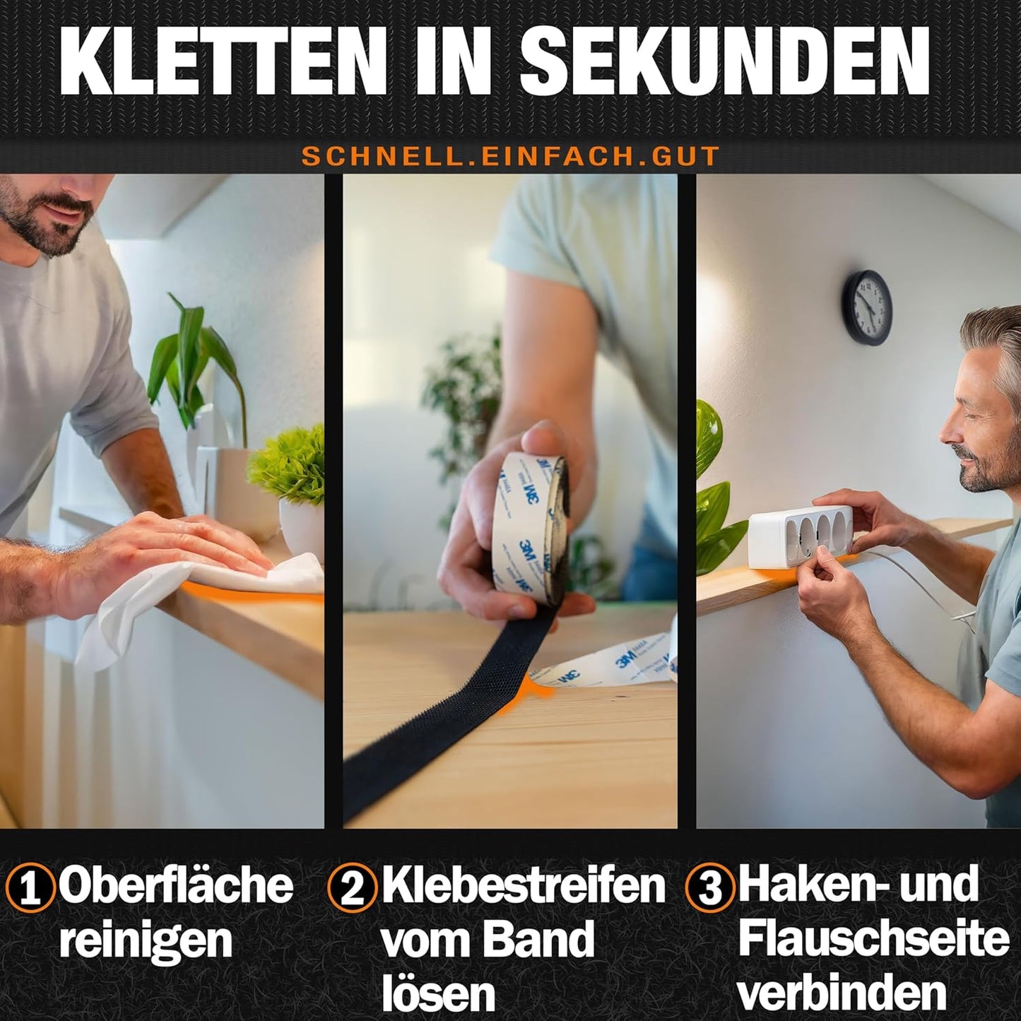 Klettband Selbstklebend Extra Stark - Weiß