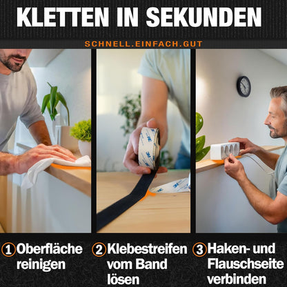 Klettband Selbstklebend Extra Stark - Weiß