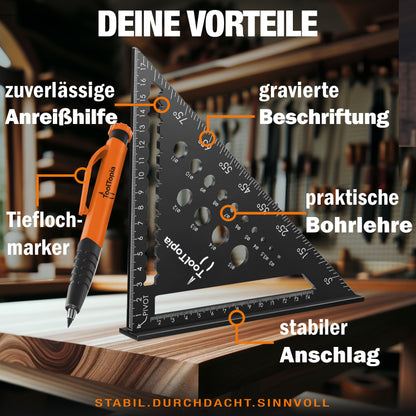 Zimmermannswinkel mit Tieflochmarker Set